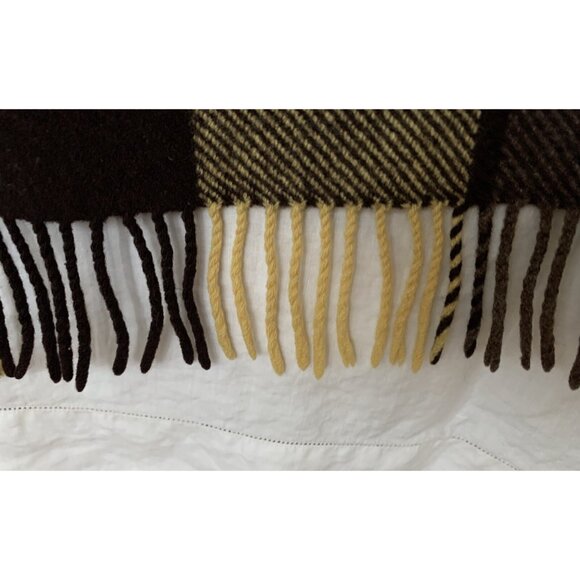 Wool Blanket Throw Burgundy Red Black 50"x64" ROYAL SCOT Tartan Plaid Fringe Vtg - Picture 4 of 7